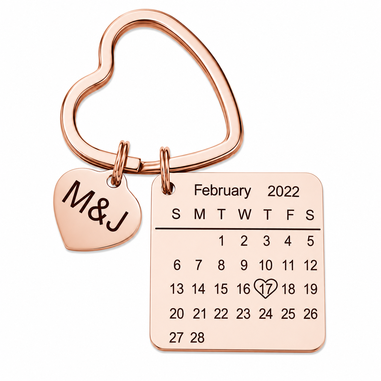 Personalisierter Herz Kalender-Schlüsselanhänger mit Gravur