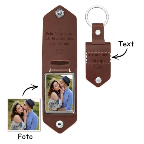 Personalisierter Leder-Foto-Schlüsselanhänger