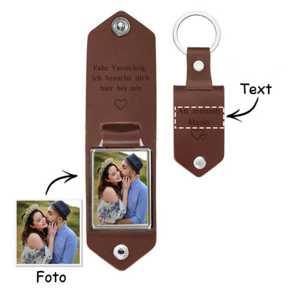 Personalisierter Leder-Foto-Schlüsselanhänger