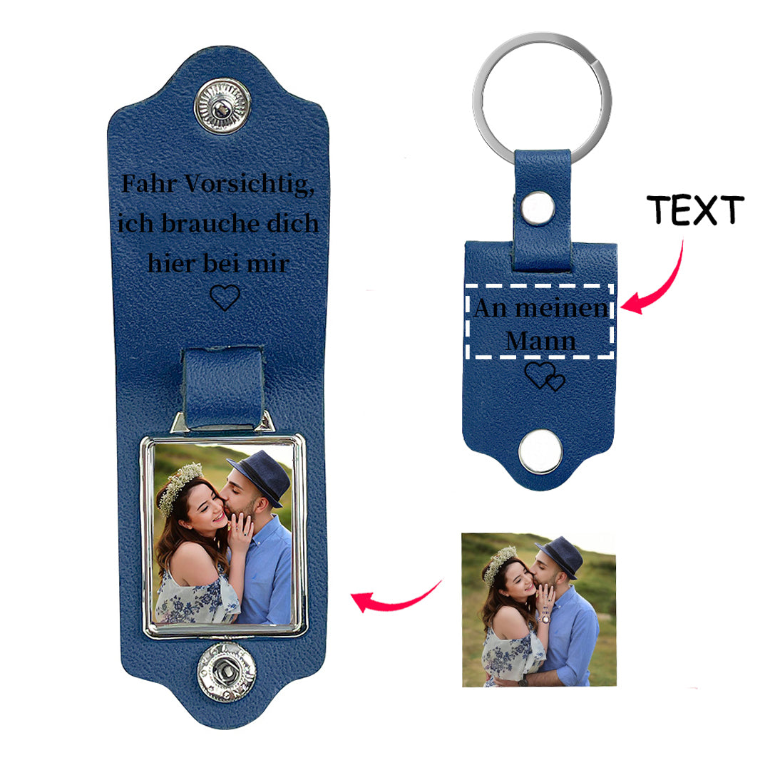 Personalisierter Leder-Foto-Schlüsselanhänger