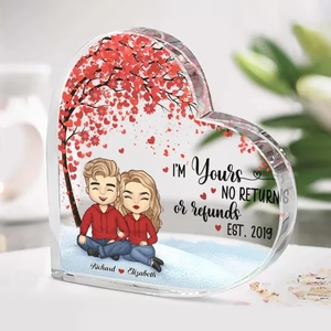 Love Is Love - Couple Personalized Custom Heart Shaped Acrylic Plaque