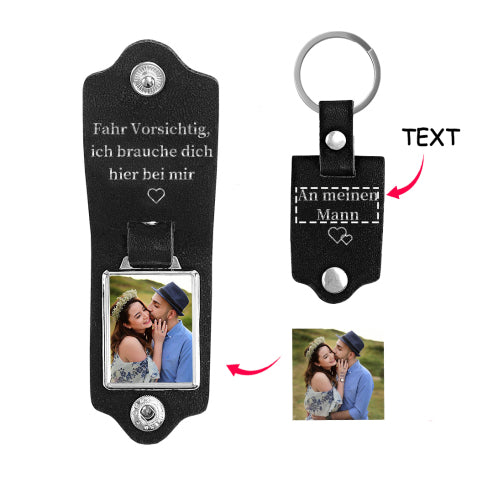 Personalisierter Leder-Foto-Schlüsselanhänger