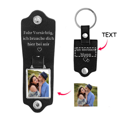 Personalisierter Leder-Foto-Schlüsselanhänger