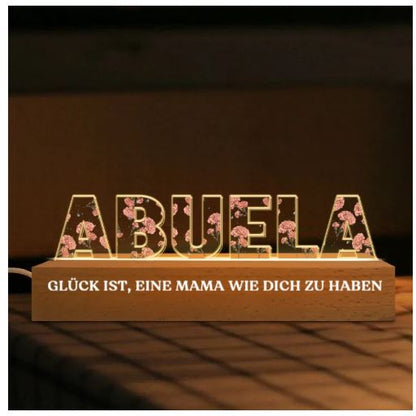 Personalisiertes Mama & Oma Nachtlicht mit Geburtsblumen — Individuelles LED-Acryllicht als Geschenk