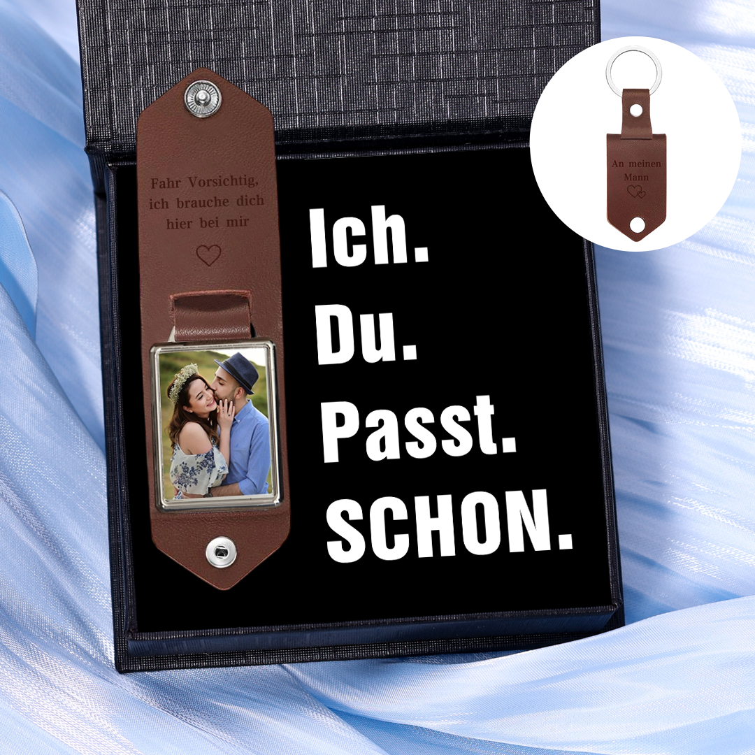 Personalisierter Leder-Foto-Schlüsselanhänger
