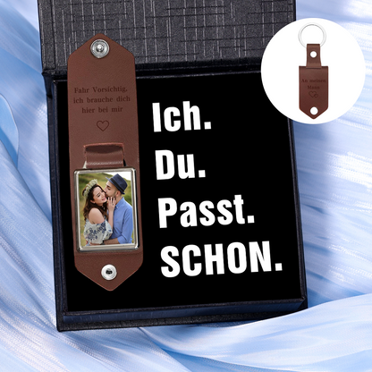 Personalisierter Leder-Foto-Schlüsselanhänger
