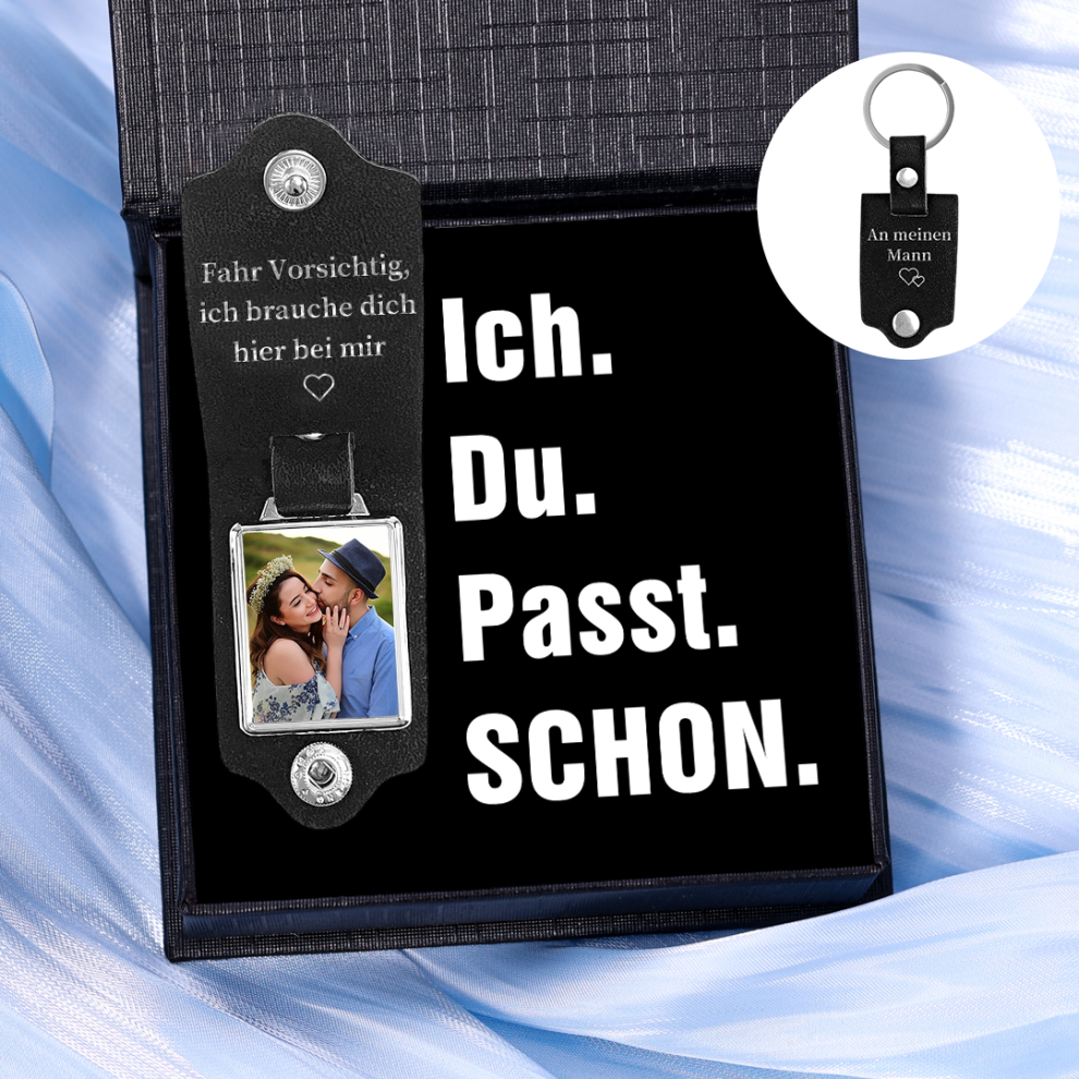 Personalisierter Leder-Foto-Schlüsselanhänger