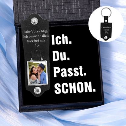 Personalisierter Leder-Foto-Schlüsselanhänger