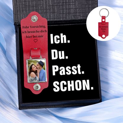 Personalisierter Leder-Foto-Schlüsselanhänger