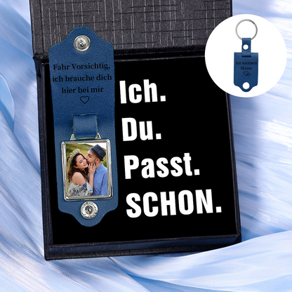 Personalisierter Leder-Foto-Schlüsselanhänger