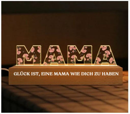 Personalisiertes Mama & Oma Nachtlicht mit Geburtsblumen — Individuelles LED-Acryllicht als Geschenk