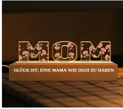 Personalisiertes Mama & Oma Nachtlicht mit Geburtsblumen — Individuelles LED-Acryllicht als Geschenk