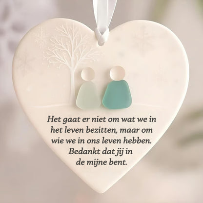 Hartvormige zeeglas vriendschapsdecoratie 🌊✨ Handgemaakt