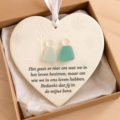 Hartvormige zeeglas vriendschapsdecoratie 🌊✨ Handgemaakt