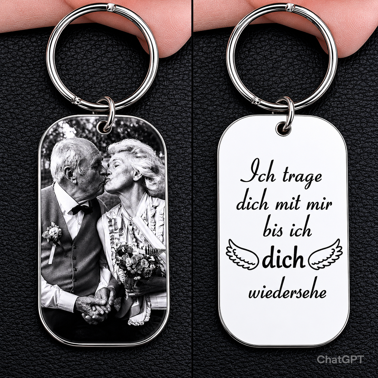 Acryl Foto Schlüsselanhänger mit Gravur Trauergeschenke.