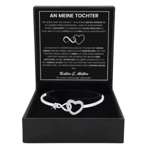 An meine Tochter - Unendlichkeit & Herz Armband mit Notiz