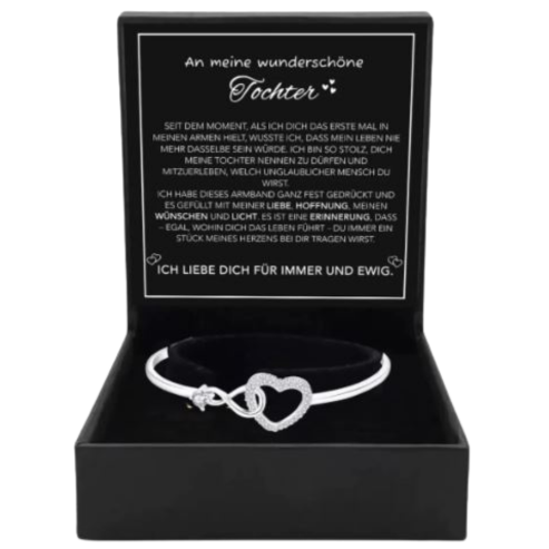An meine Tochter - Unendlichkeit & Herz Armband mit Notiz