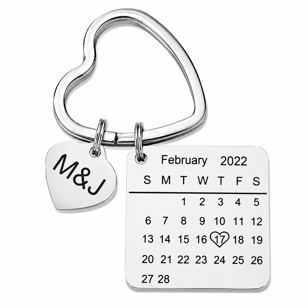 Personalisierter Herz Kalender-Schlüsselanhänger mit Gravur