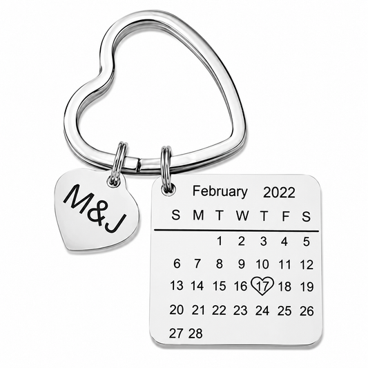 Personalisierter Herz Kalender-Schlüsselanhänger mit Gravur