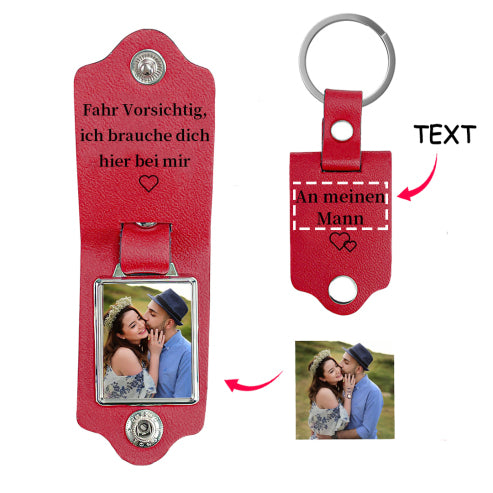 Personalisierter Leder-Foto-Schlüsselanhänger