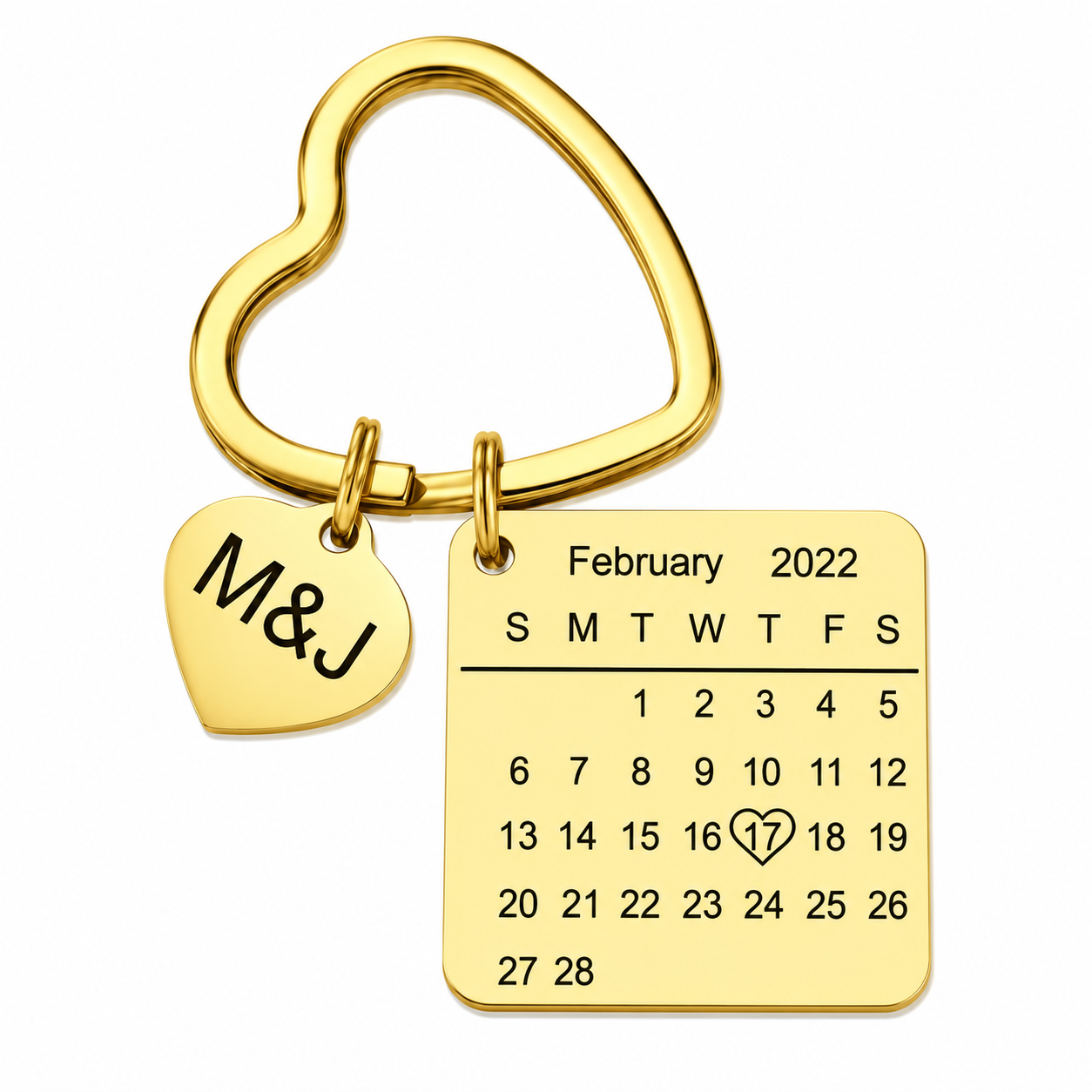 Personalisierter Herz Kalender-Schlüsselanhänger mit Gravur